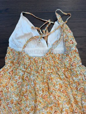 Garage Yellow & Orange Floral Smocked Romper Size XS - C33-042 thumbnail 7