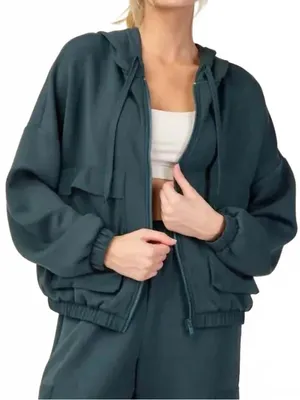 Rae Mode Scuba Dark Green Hooded Zip Hoodie thumbnail 1