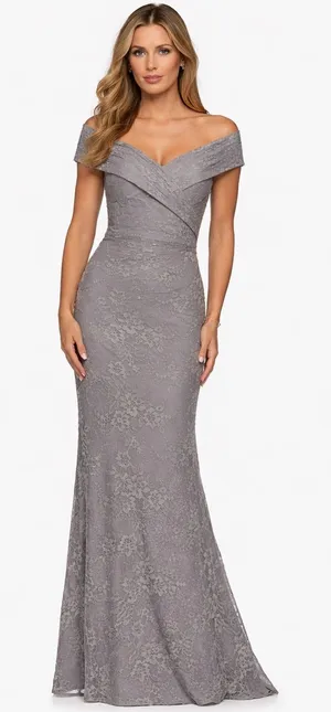 La Femme‎ 27982 Platinum Lace Off Shoulder Gown Size 16 NWOT thumbnail 1