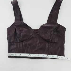 Peter‎ Som -1628 Rent The Runway - Burgundy Red Faux Leather Bustier Top Size 2 thumbnail 10