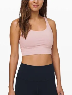 Lululemon Energy Bra Long Line Smoky Blush Pink Luxtreme Sport Bra Size 4 thumbnail 1