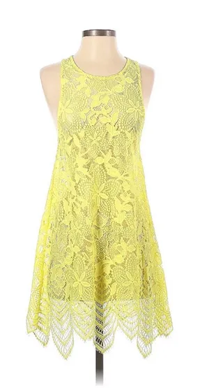 For Love & Lemons Yellow Floral Lace Halter Mini Dress thumbnail 1