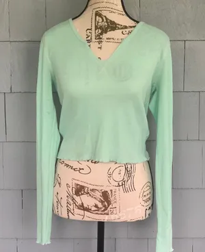 American Eagle Mint Waffle Henley thumbnail 1