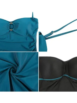 Emerald Hammered Gold Ring Hilor Tankini Bandeau Halter Push Up Swim Top NWT S thumbnail 5