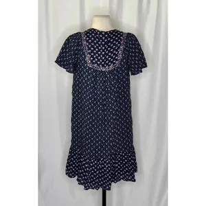 Anthropologie ONE SEPTEMBER Alpina Tunic Dress Embroidered Floral Ruffle X-Small thumbnail 7