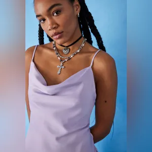 Urban Outfitters Light Before Dark Mallory Cowl Lavender Slip Mini Dress Size M thumbnail 3