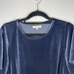Madewell Size‎ Large Blue Short Sleeve Casual Boho Velvet Butterfly Blouse Top thumbnail 3