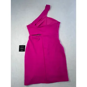 Lulus Pink One Shoulder Cutout Mini Dress Size Large NEW Barbiecore Made in‎ USA thumbnail 3