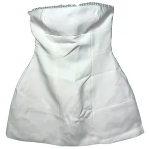 NWT Babyboo Suni Ivory Bow Pearl Trim Strapless Cocktail Mini Dress Women Size M thumbnail 11