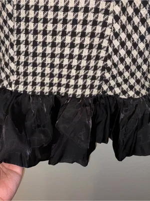 NWT En Saison Houndstooth Tweed Bow Mini Dress Black White Size S thumbnail 8