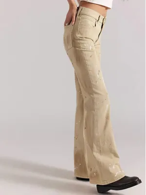NWT Free People West Coast Relaxed Flare Jeans in Antique Ecru thumbnail 3