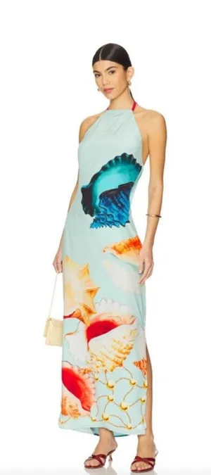 Muma World Murex Mist Vega Silk Dress Halter Maxi thumbnail 1