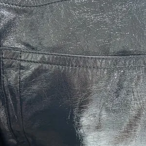 Abercrombie & Fitch 90s Straight Ultra High Rise Navy Vegan Leather Pants thumbnail 10