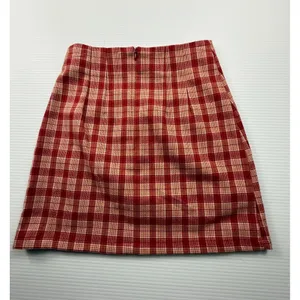 Brandy‎ Melville Red Plaid Mini Skirt High Waisted A-Line Front Slit size s thumbnail 5