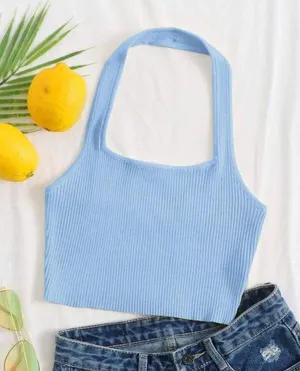 SheIn Rib Knit Halter Top thumbnail 1
