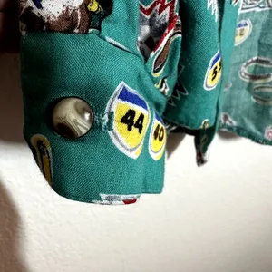 Vintage Roughrider by Circle T Button Down 90s Horse Riding Print AOP Green S thumbnail 2