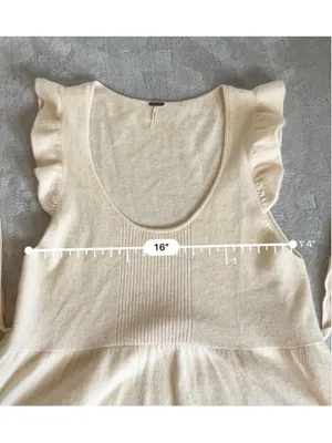 Free People Angora Ruffle Sleeve Babdydoll Sweater L thumbnail 5