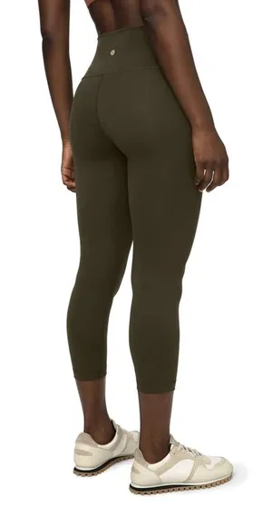 Lululemon Wunder Under HR Crop 25” Scallop Olive Green Full On Luxtreme Size 12 thumbnail 1