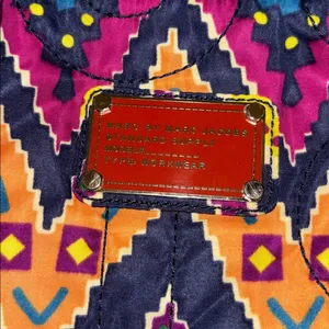 Marc By Marc Jacobs Multicolored Quilted Nylon Tote Bag Chevron Geometric Design thumbnail 3