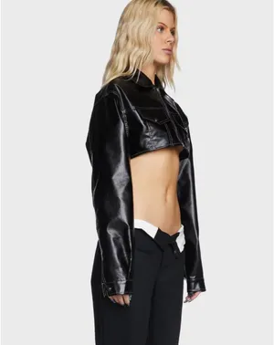 FAYE CROPPED FAUX LEATHER JACKET thumbnail 4