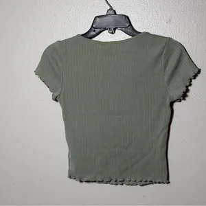 Divided by H&M‎ Ribbed Olive Green Women's Top Casual Size Small thumbnail 4