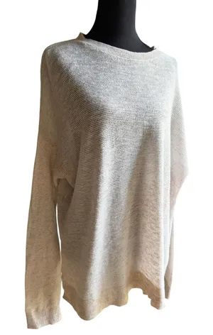 Lou & Grey Oatmeal Cotton Sweater Large Lightweight Coastal Beach Cover Up thumbnail 1