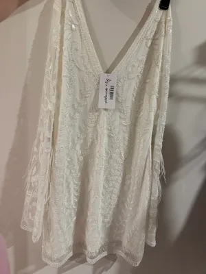 12th Tribe Larisa White Printed Sequin Long Sleeve Dress thumbnail 2