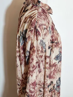H&M Long Sleeve Pink and Cream Floral Mini Dress Size XS Wedding Guest Dress thumbnail 4
