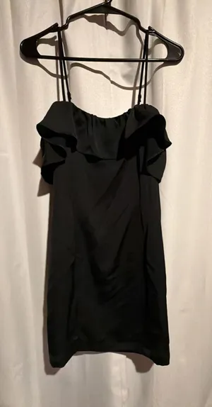 Ten Sixty Sherman Black Ruffled Strap Mini Dress thumbnail 1