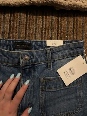 Free Assembly Wide-Leg Blue Denim Jeans thumbnail 2