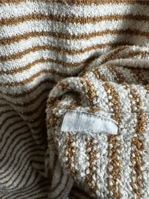 308. J. Crew- Striped Cream and Camel Stripes Mock Neck Sweater Top thumbnail 3