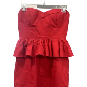 Anyn K Women's Red Strapless 100% Cotton Peplum Mini Dress S Excellent Condition thumbnail 3