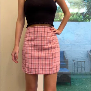 SHEIN Pink Plaid Skirt thumbnail 3