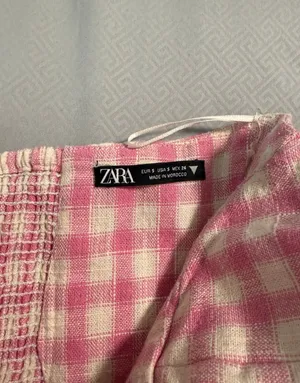 Zara pink and white checkered top  thumbnail 3