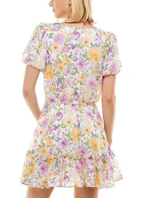Crystal Doll Floral Flowy Puffed Sleeve Dress thumbnail 2