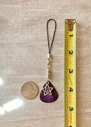 Handmade y2k goth style star swirl guitar pick phone strap/bag charm/keychain/display🌟💜 thumbnail 6