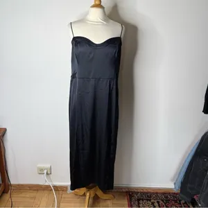 Abercrombie Black Satin Camille Maxi Dress NWT XXL thumbnail 2