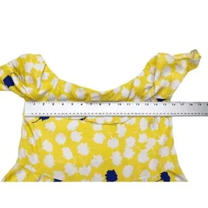 Zara Yellow Polka Dot Off Shoulder Flounce Crop Top Size‎ Medium thumbnail 3