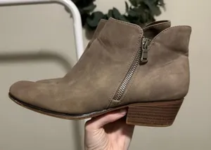 Taupe Booties with Zipper Details and Zipper Closure size 8 thumbnail 1