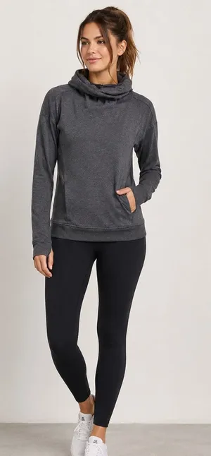 Lululemon Grey Funnel Neck Long Sleeve Hoodie Sweatshirt Women 2 Casual Athletic thumbnail 1