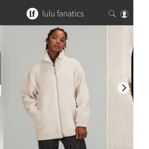 Lululemon Long Textured Fleece Jacket White Opal Oversized W3EOWS M/L thumbnail 10