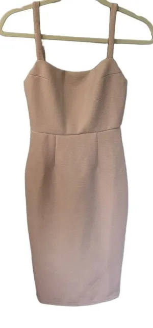 Selfie Leslie Women's XS Bodycon Dress Light‎ Pink Nude Textured Knee-Length NWT thumbnail 1