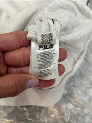 Fila White Crewneck Sweater with Navy Trim and Small Logo thumbnail 8