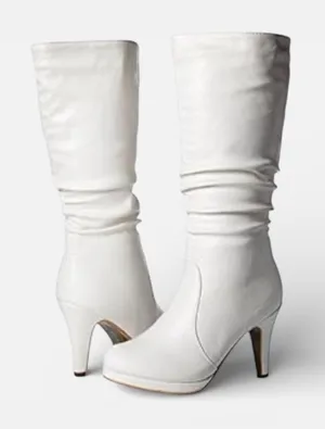 White Calf Boots size 8.5 Top Moda Retro Western Heeled Boots thumbnail 1