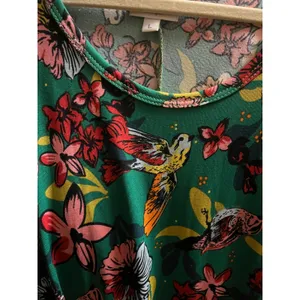 LuLaRoe Dani Maxi Tank Dress Green Birds Tropical Floral Large Stretch thumbnail 3