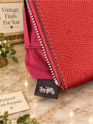 Coach Red Leather Wristlet with Logo thumbnail 6