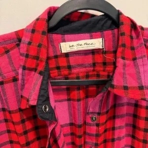 Free People pacific dawn red plaid button down shirt s thumbnail 5