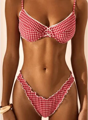 New with tags red Gringham bikini thumbnail 1