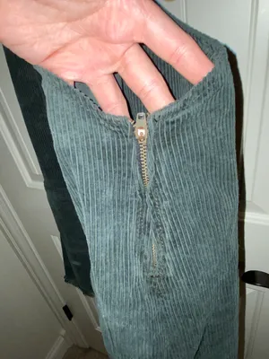 American Eagle Green corduroy overall dress thumbnail 3