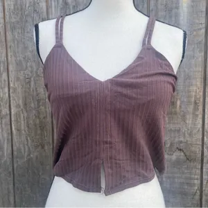 New Aerie Tank/Cami Size Large V Cut Slit Racerback Double Straps Crochet Back thumbnail 8
